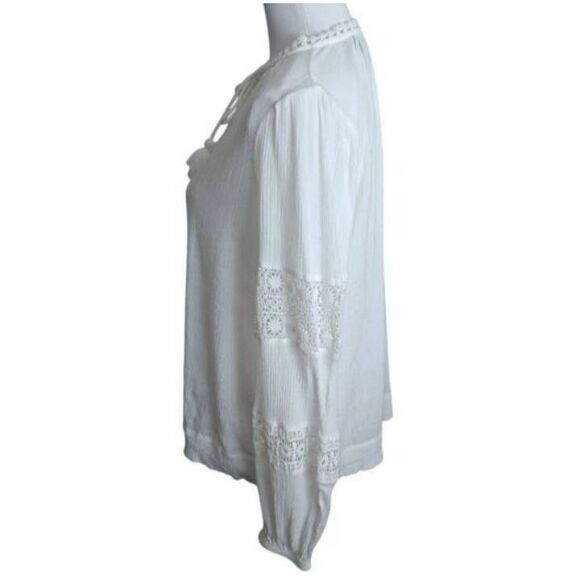 ELLA RAFAELLA WHITE EMBROIDERED PUFF LONG SLEEVE BLOUSES SZ.M EUC. - Picture 8 of 11